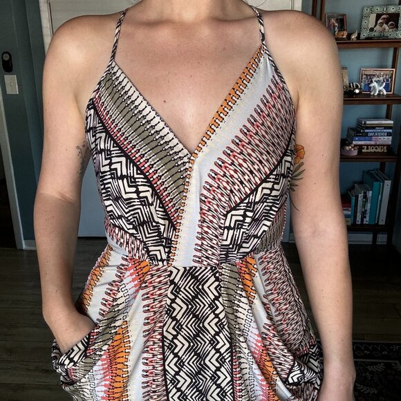 BCBGeneration Dresses & Skirts - BCBGeneration Draped Midi Dress in Tribal Print